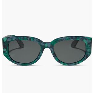 DIFF Drew 54mm Polarized Oval Sunglasses, 100% UV Protection, Green/Black, NWT